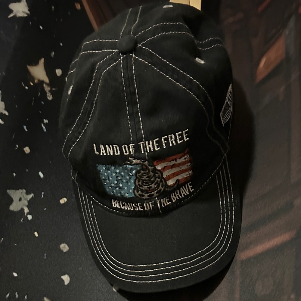 Land of the Free Embroidered Baseball Cap - Black